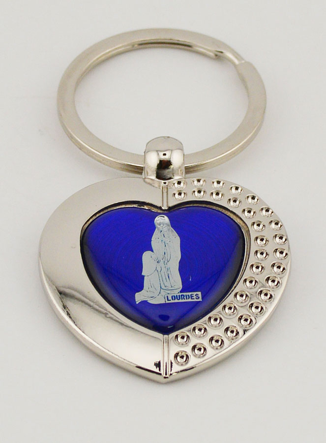 Porte-Clés Coeur Bleu Notre Dame de Lourdes (pic 2)