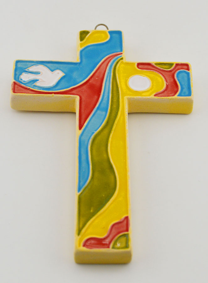 Croix en Céramique - Colombe de l'Esprit Saint (pic 2)