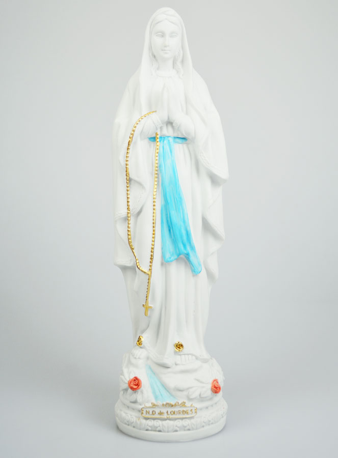 Statue Notre Dame de Lourdes et son Chapelet Doré - 40 cm (pic 1)