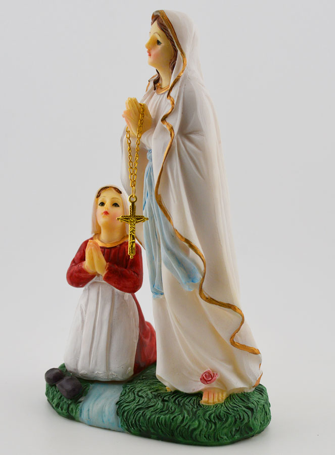 Statue Notre Dame de Lourdes et Ste Bernadette - 18 cm (pic 2)