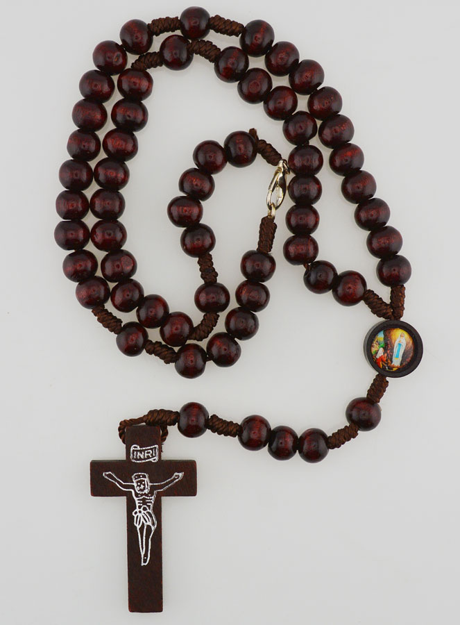 Collier Chapelet en Bois sur Corde - 40 cm (pic 1)