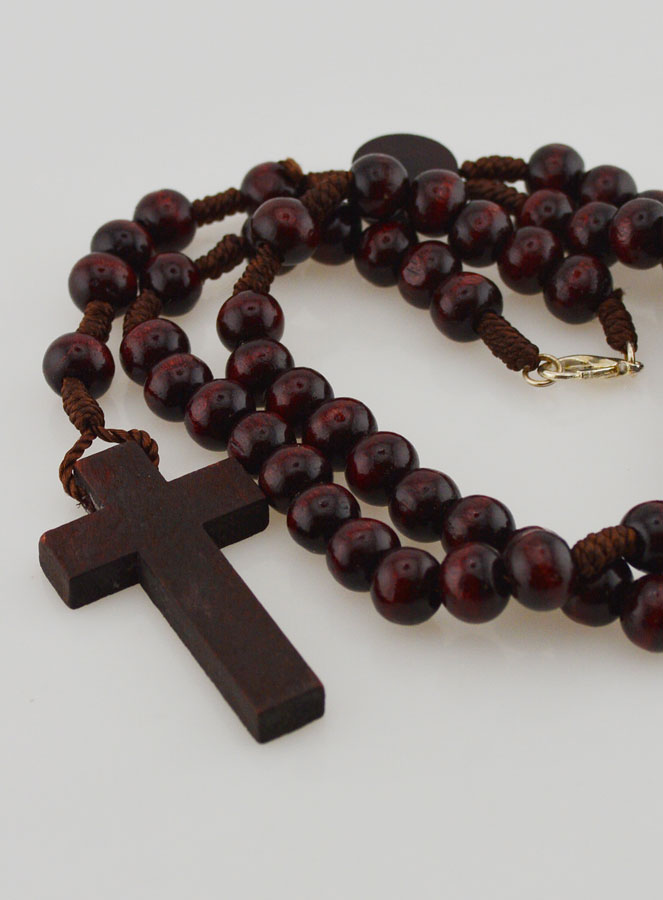 Collier Chapelet en Bois sur Corde - 40 cm (pic 4)
