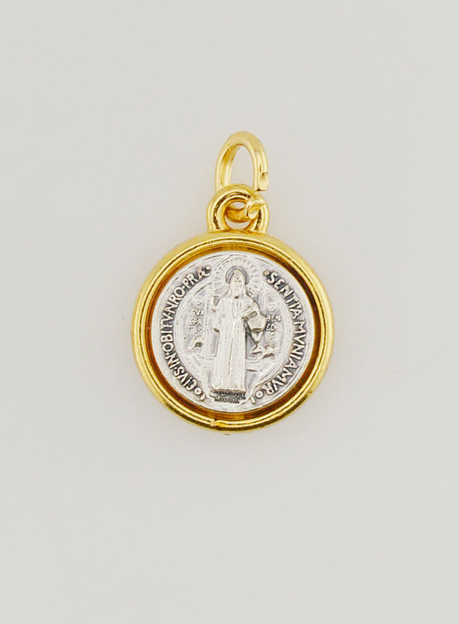 Médaille de Saint Benoît Dorée - 15 mm (pic 4)