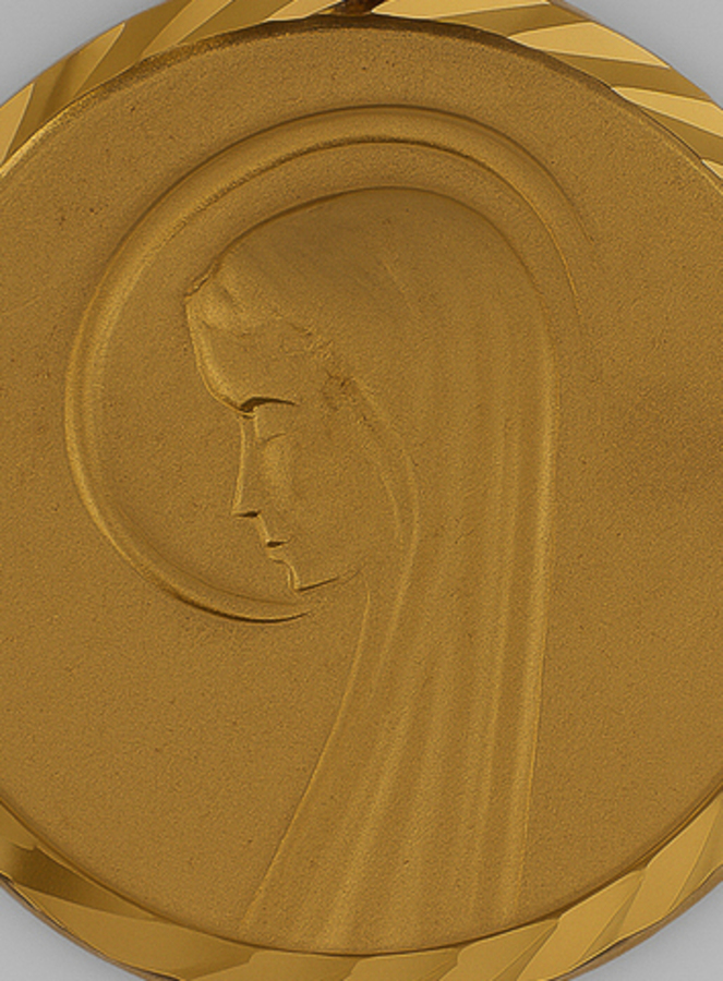 Médaille Vierge Marie au Voile en Or Massif 9 Carats (pic 2)