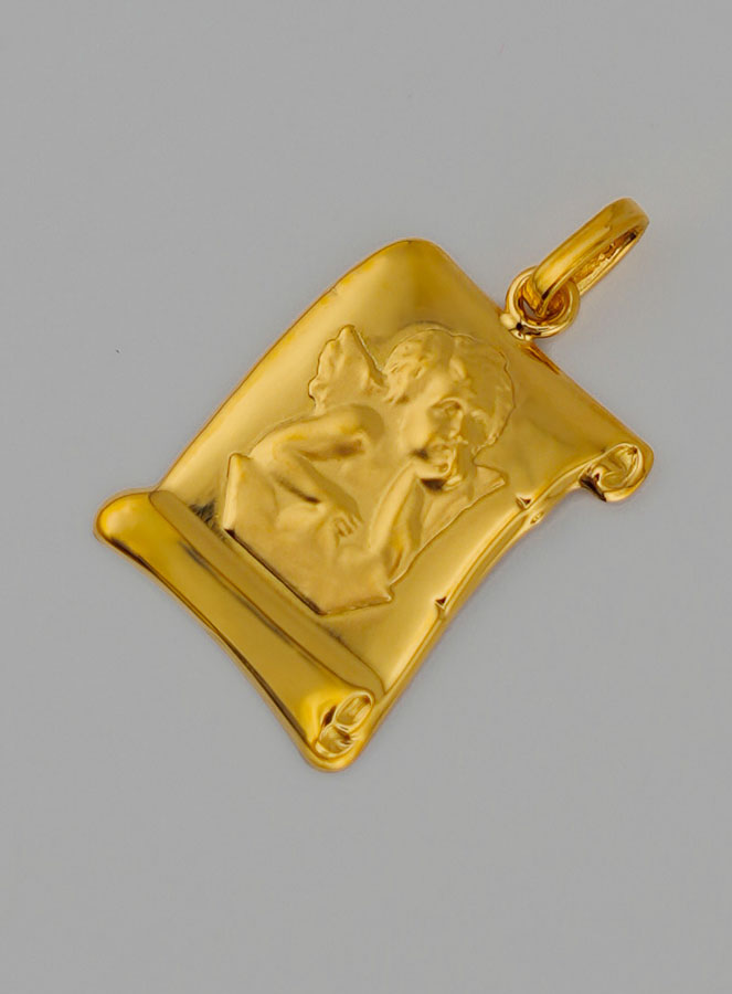 Médaille de Baptême Parchemin Ange-Gardien en Or (pic 3)