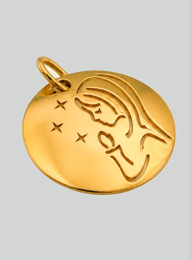 Médaille Vierge en Prière aux étoiles en Or 9 Carats (pic 2)