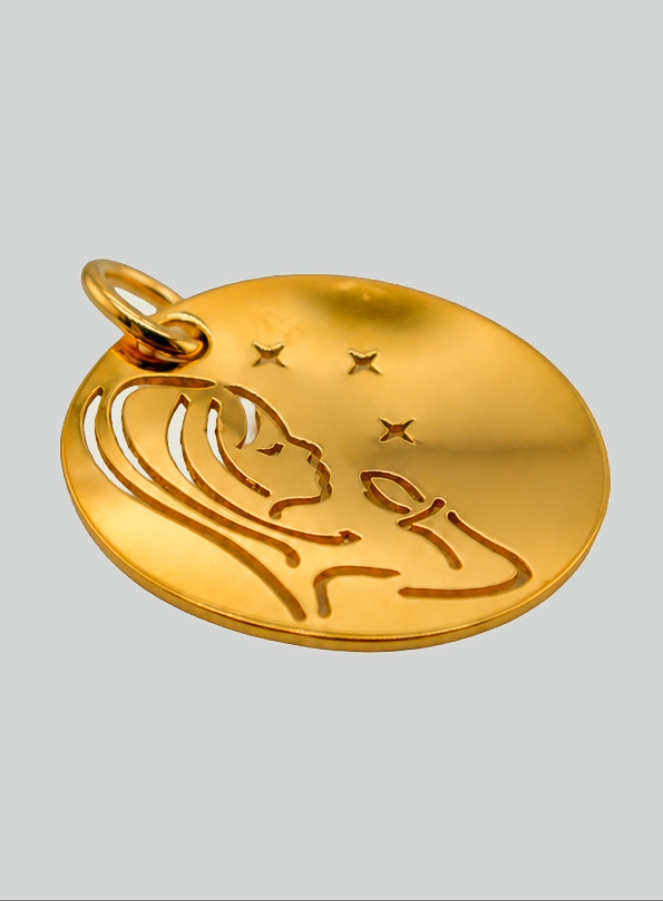 Médaille Vierge en Prière aux étoiles en Or 9 Carats (pic 4)