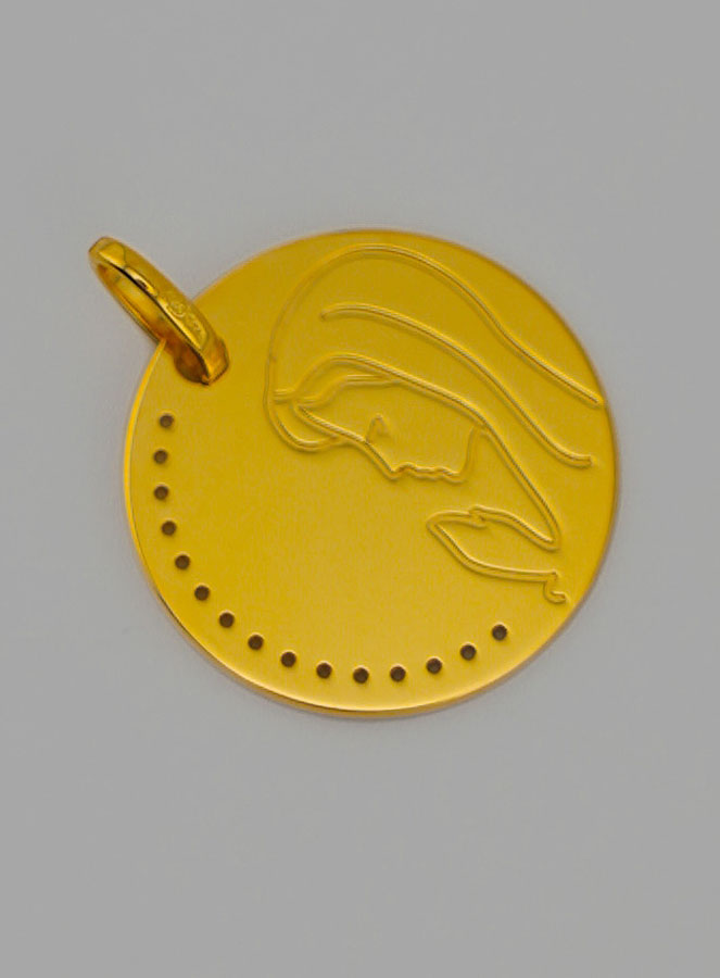 Médaille Vierge Marie en Prière en Or 9 Carats (pic 2)