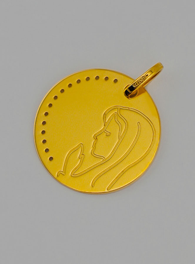 Médaille Vierge Marie en Prière en Or 9 Carats (pic 3)