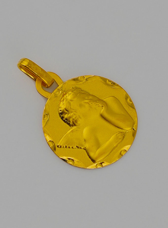 Médaille de Baptême Ange Raphaël en Or 375/1000 (pic 2)