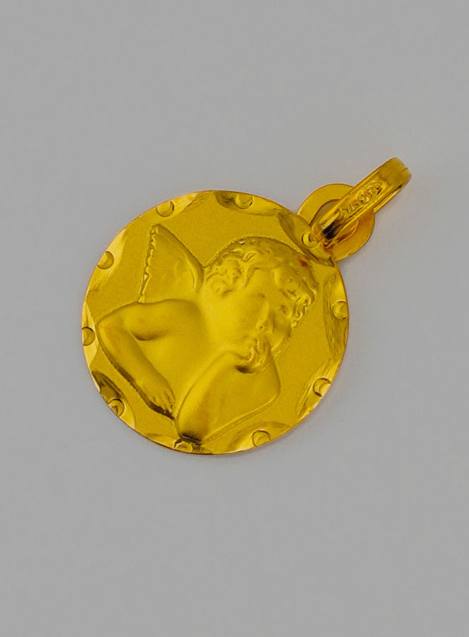 Médaille de Baptême Ange Raphaël en Or 375/1000 (pic 3)
