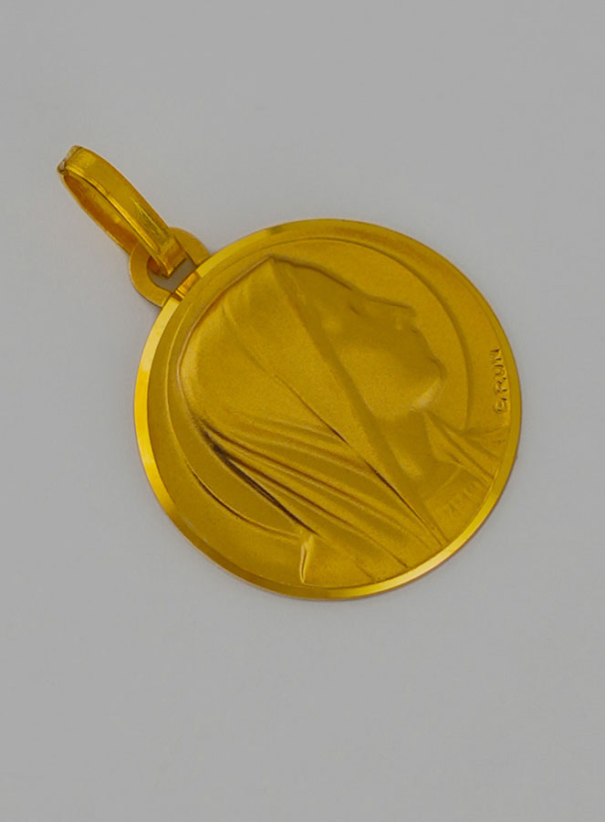 Médaille de Baptême Classique Vierge Marie au Voile en Or (pic 2)