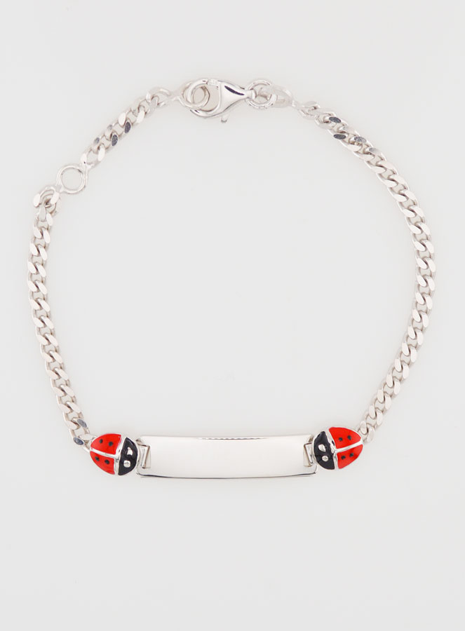 Gourmette de Baptême en Argent à Graver - 2 Coccinelles (pic 2)
