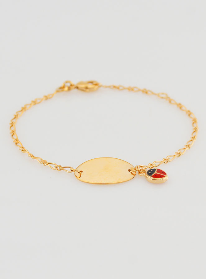 Bracelet Gourmette de Baptême Bébé en Plaqué Or - Coccinelle (pic 2)