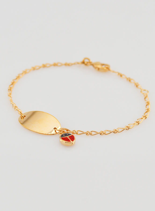 Bracelet Gourmette de Baptême Bébé en Plaqué Or - Coccinelle (pic 3)