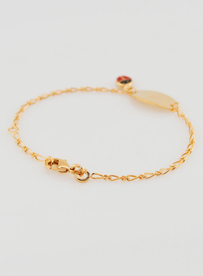 Bracelet Gourmette de Baptême Bébé en Plaqué Or - Coccinelle (pic 4)