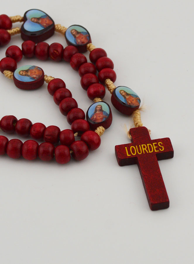 Chapelet en Bois du Sacré Coeur de Jésus sur Corde (pic 3)