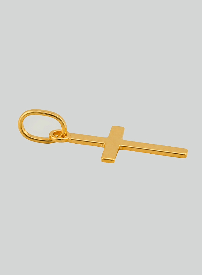 Pendentif Petite Croix Fil Plat en Or Jaune Massif (pic 4)