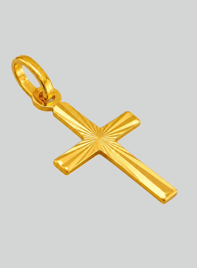 Croix Latine Diamantée en Or Jaune Massif (pic 2)