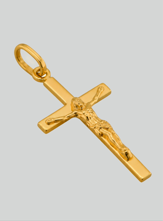 Pendentif Croix du Christ en Or Jaune Massif (pic 2)