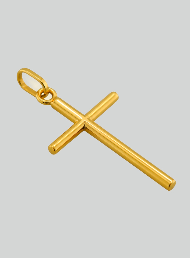 Pendentif Croix Fil Rond en Or Jaune 375/1000 (pic 2)