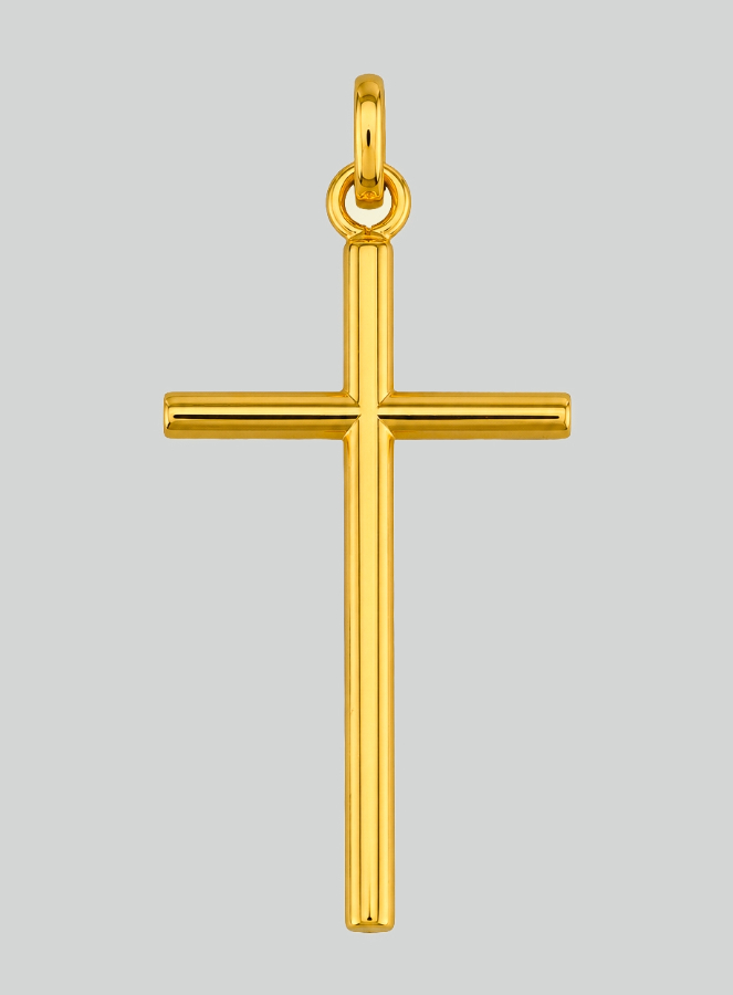 Pendentif Croix Fil Rond en Or Jaune 375/1000 (pic 3)