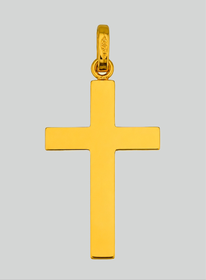 Pendentif Croix du Christ Sculptée - Or Massif Jaune (pic 3)