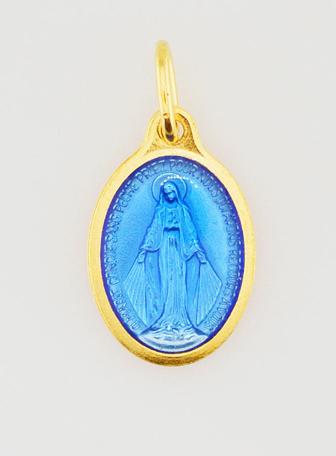 Médaille Miraculeuse Dorée - Email Bleu - 15 mm (pic 3)