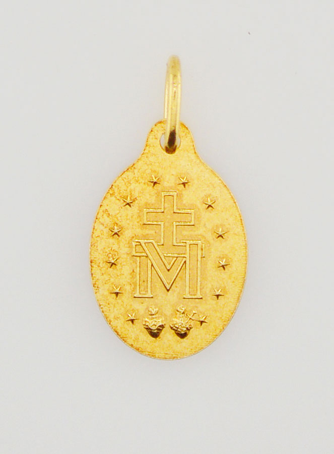 Médaille Miraculeuse Dorée - Email Bleu - 15 mm (pic 4)