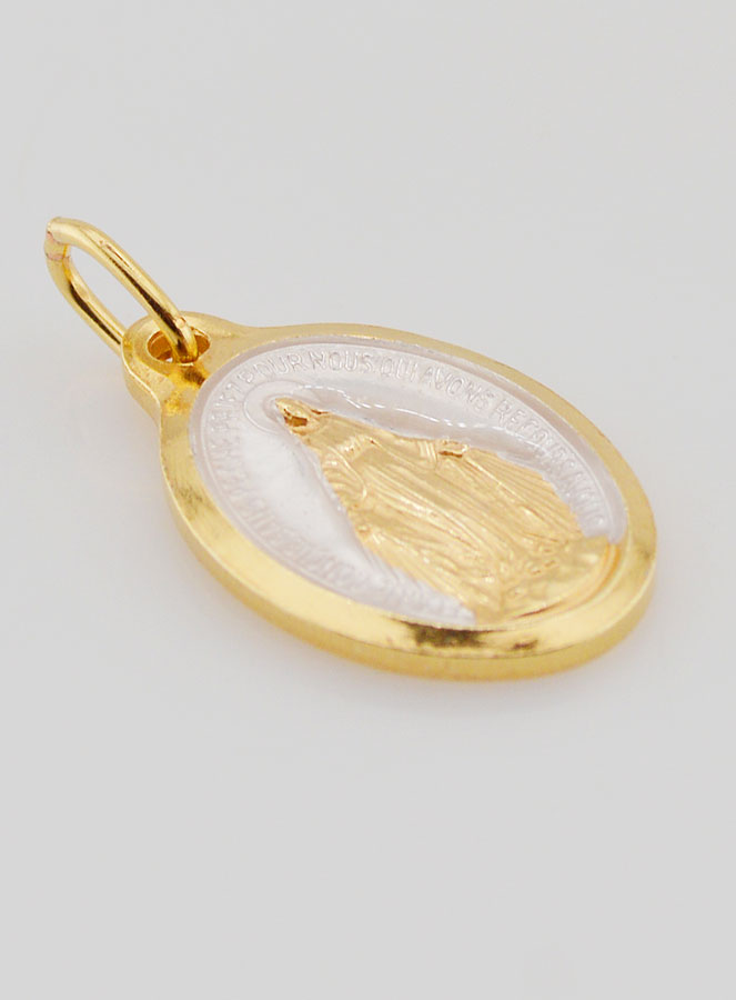 Médaille Miraculeuse Dorée Or 24 Carats & Argent - 25mm (pic 3)