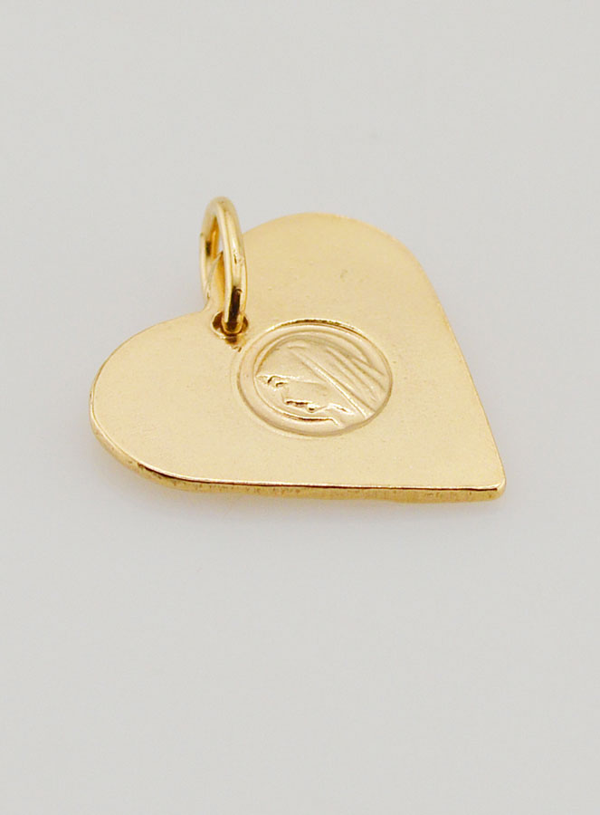 Médaille Coeur Notre Dame de Lourdes Dorée Or 24 Carats (pic 4)