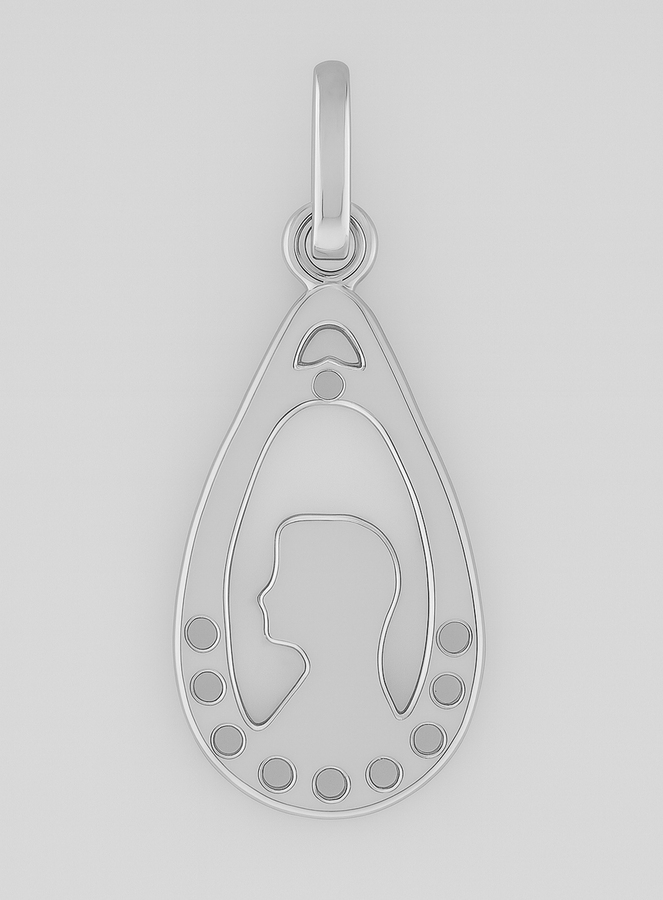 Pendentif Goutte Vierge Marie - Diamant Strass & Argent (pic 3)