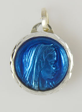 Médaille Vierge Bleu Foncé & Eau de Lourdes (pic 1)
