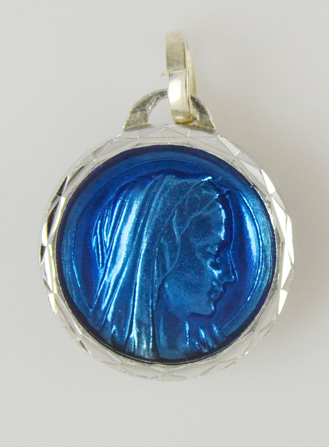 Médaille Vierge Bleu Foncé & Eau de Lourdes (pic 2)