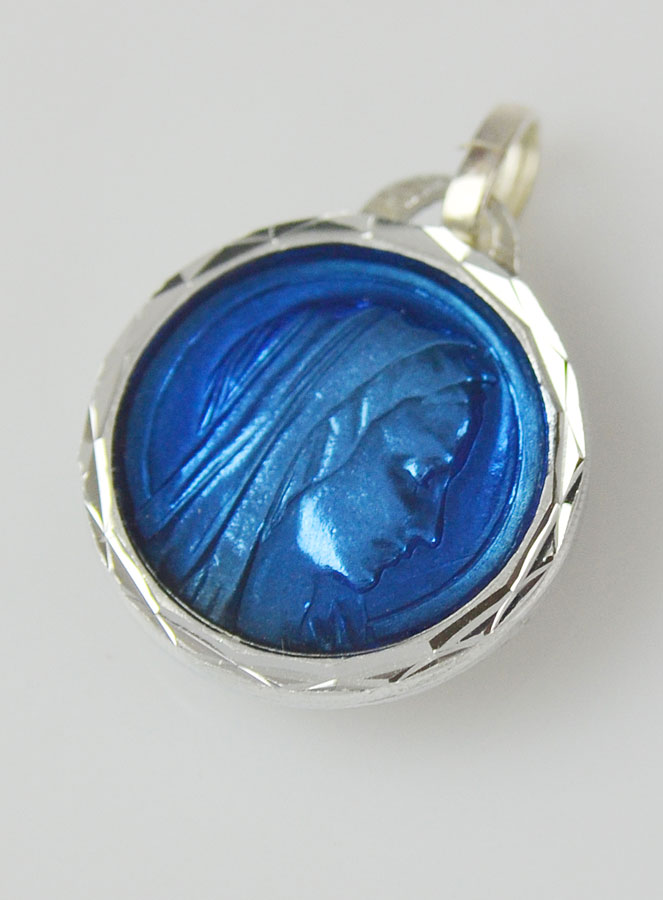 Médaille Vierge Bleu Foncé & Eau de Lourdes (pic 3)