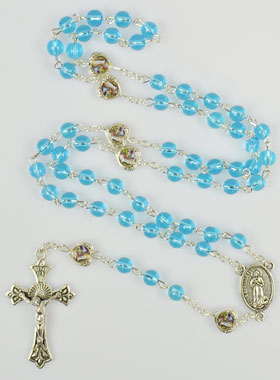 Chapelet en Perles de Verre Bleu - 50 cm (pic 1)