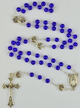 Chapelet de Lourdes en Perles Bleu Foncé - 50 cm (pic 1)