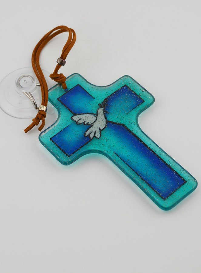 Croix en Verre - Colombe de la Paix à l'Olivier (pic 4)