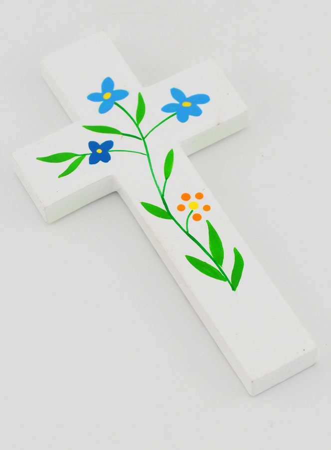 Croix Enfant en Bois - Fleurs des Champs (pic 3)