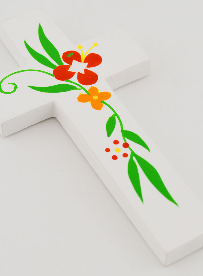 Croix Enfant en Bois - Fleurs de Printemps (pic 3)