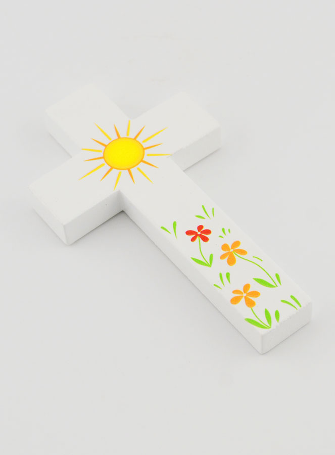 Croix en Bois - Soleil d'Amour et Fleurs (pic 3)