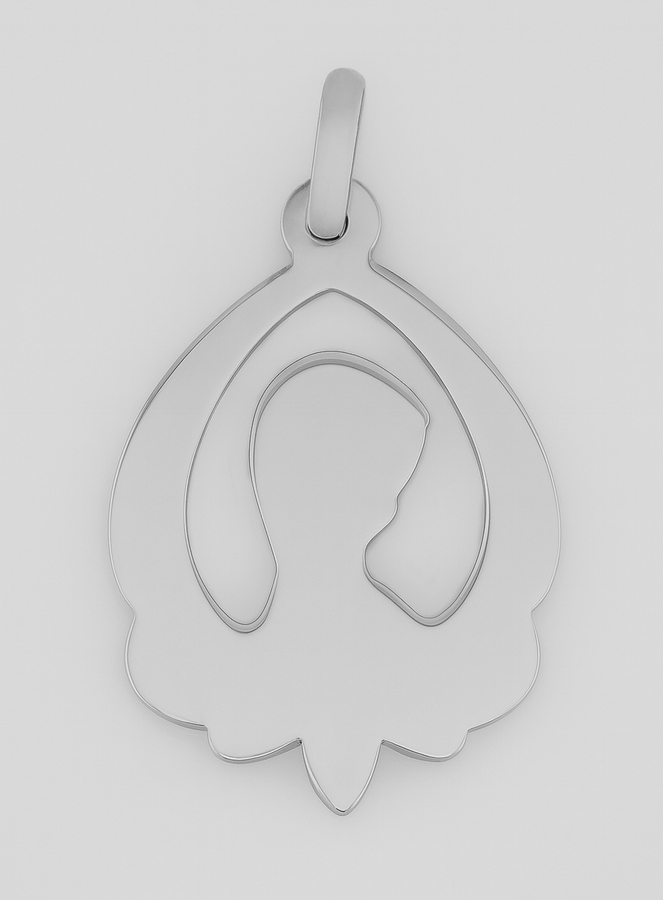 Médaille Vierge au Voile Ajourée en Argent Massif (pic 3)