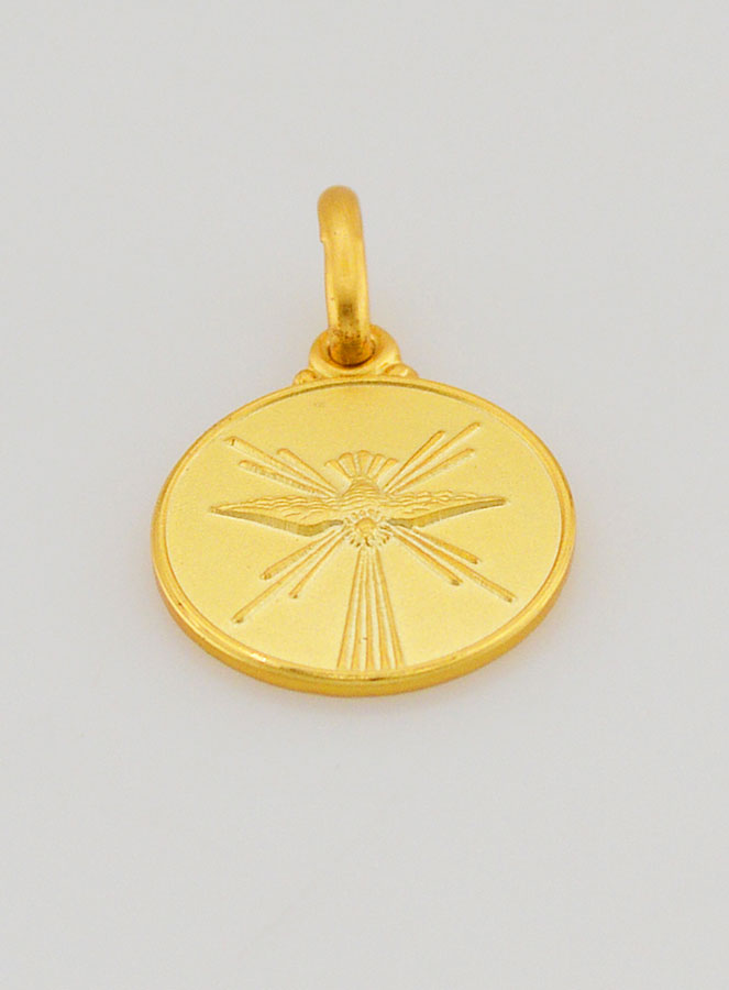 Médaille de Confirmation Colombe Esprit Saint en Plaqué Or (pic 2)