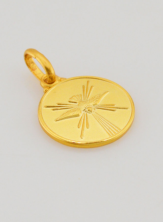 Médaille de Confirmation Colombe Esprit Saint en Plaqué Or (pic 3)