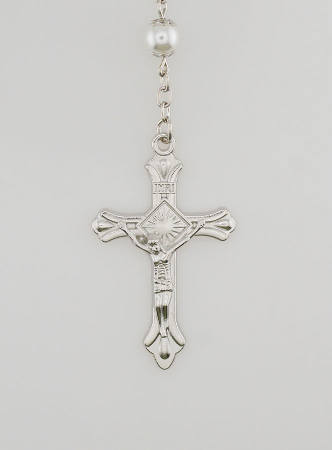Chapelet de Lourdes en Perles Noires et Blanches - Médaille Eau de Lourdes (pic 3)