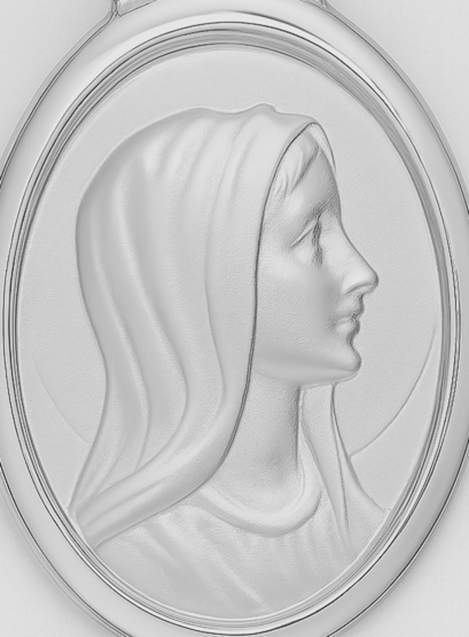 Médaille Profil Sainte Vierge Marie - Argent 925/1000 (pic 2)