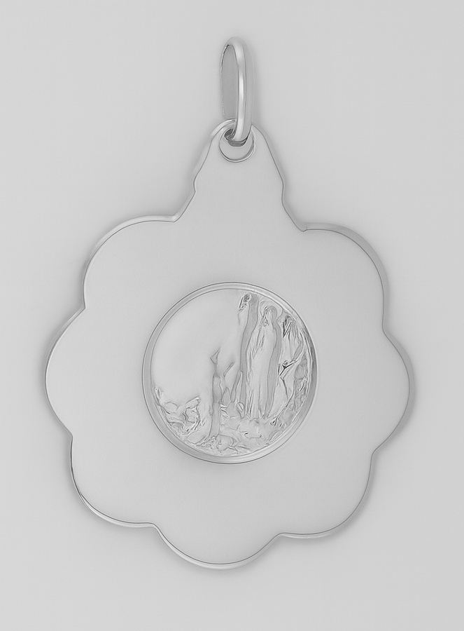 Médaille Fleur Profil Ste Vierge Marie - Argent 925/1000 (pic 3)