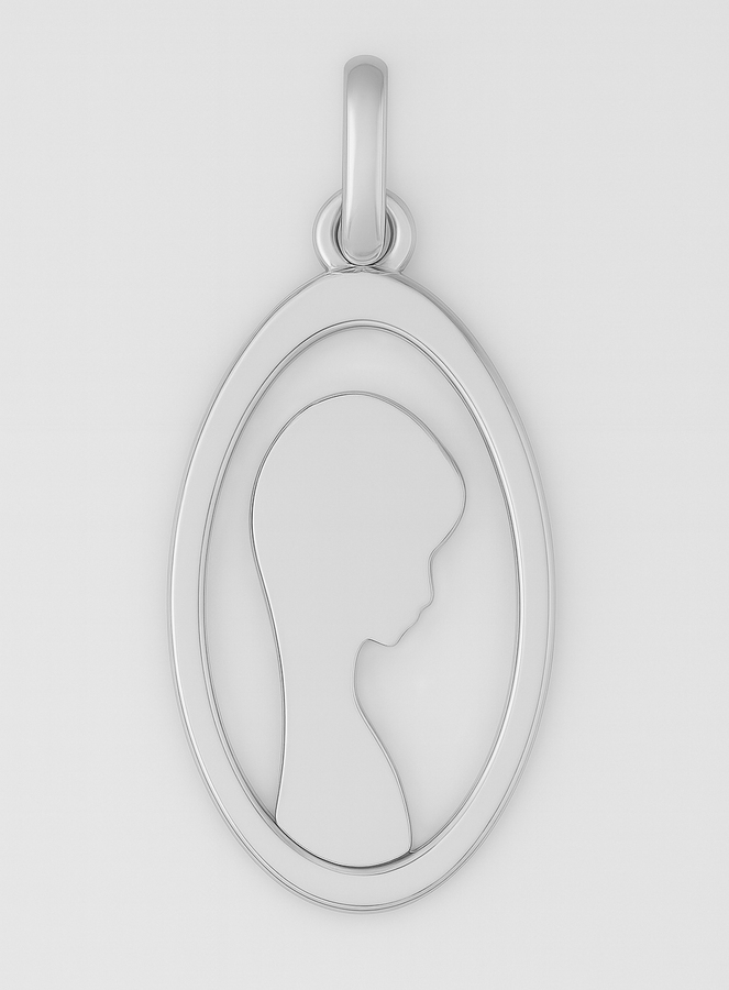 Médaille Profil Vierge Marie Ajourée - Argent 925/1000 (pic 3)