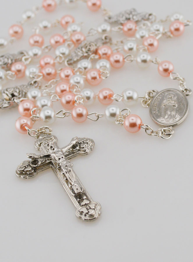 Chapelet en Perles de Nacre Rose et Blanche (pic 4)