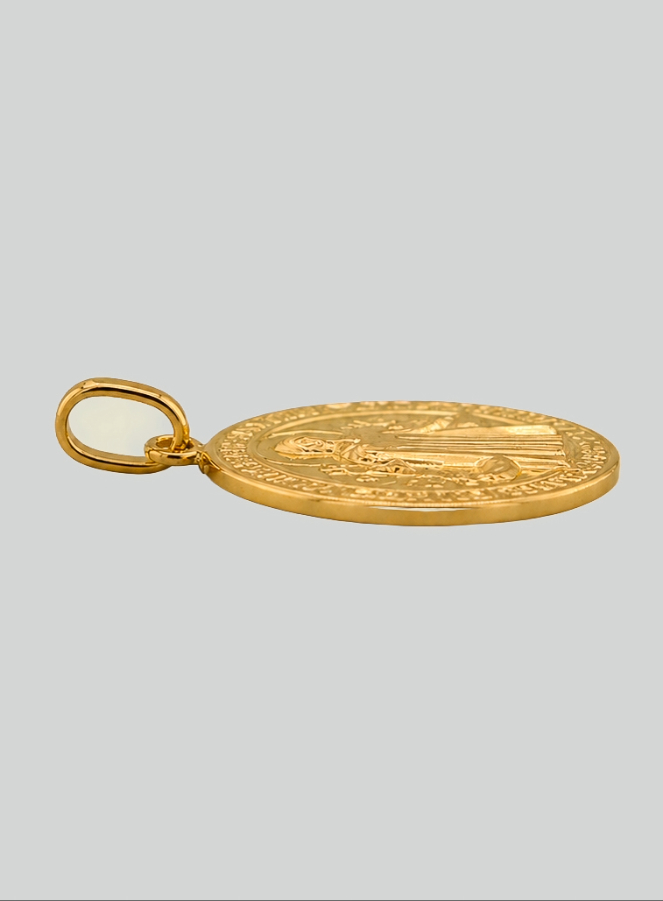 Médaille Saint Benoît en Or Massif 18 Carats - 16 mm (pic 4)